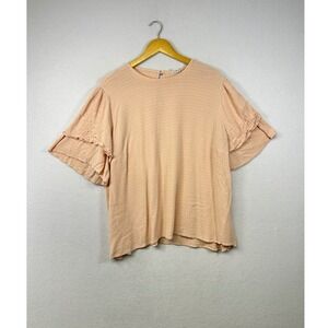 Emberly Peach Textured Flutter‎ Sleeve Top Womens XL